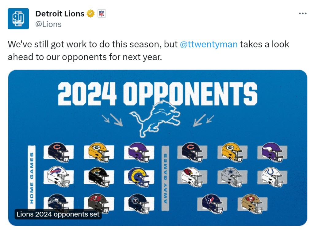 Lions 2024 Regular Season Opponents Set The Ticket